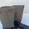 WH Paire de bottes cloutées Grand froid feutre et cuir noir 