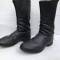 WH Paire de bottes cloutées troupe cuir noir 