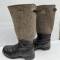WH Paire de bottes Grand froid Feutre et cuir noir 