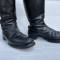 WH Paire de bottes officier cuir noir 
