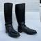 WH Paire de bottes officier cuir noir 