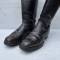 WH Paire de bottes officier cuir noir 