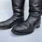 WH Paire de bottes officier cuir noir 