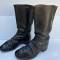 WH Paire de bottes troupe cloutées cuir noir 