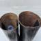 WH Paire de bottes troupe cloutées cuir noir 