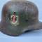 WSS Casque Mdle 1940 Un insigne camouflé 3 tons et jugulaire cuir 