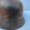 WSS Casque Mdle 1940 Un insigne camouflé 3 tons et jugulaire cuir 