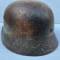 WSS Casque Mdle 1940 Un insigne camouflé 3 tons et jugulaire cuir 