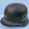 WSS Casque Mdle 1940 Un insigne camouflé 3 tons et jugulaire cuir 