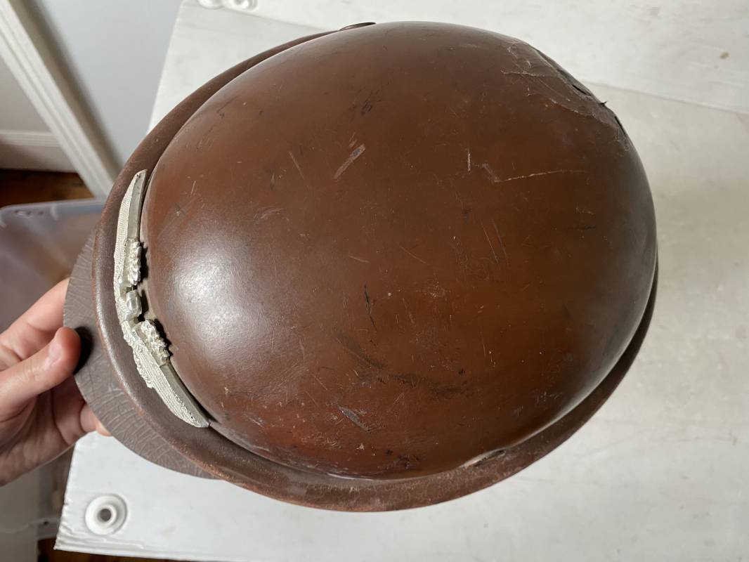 Gendarmerie Casque Motard Cuir Marron Robert Lubstein Erel Ventes D Antiquites Militaires Royal Dragons