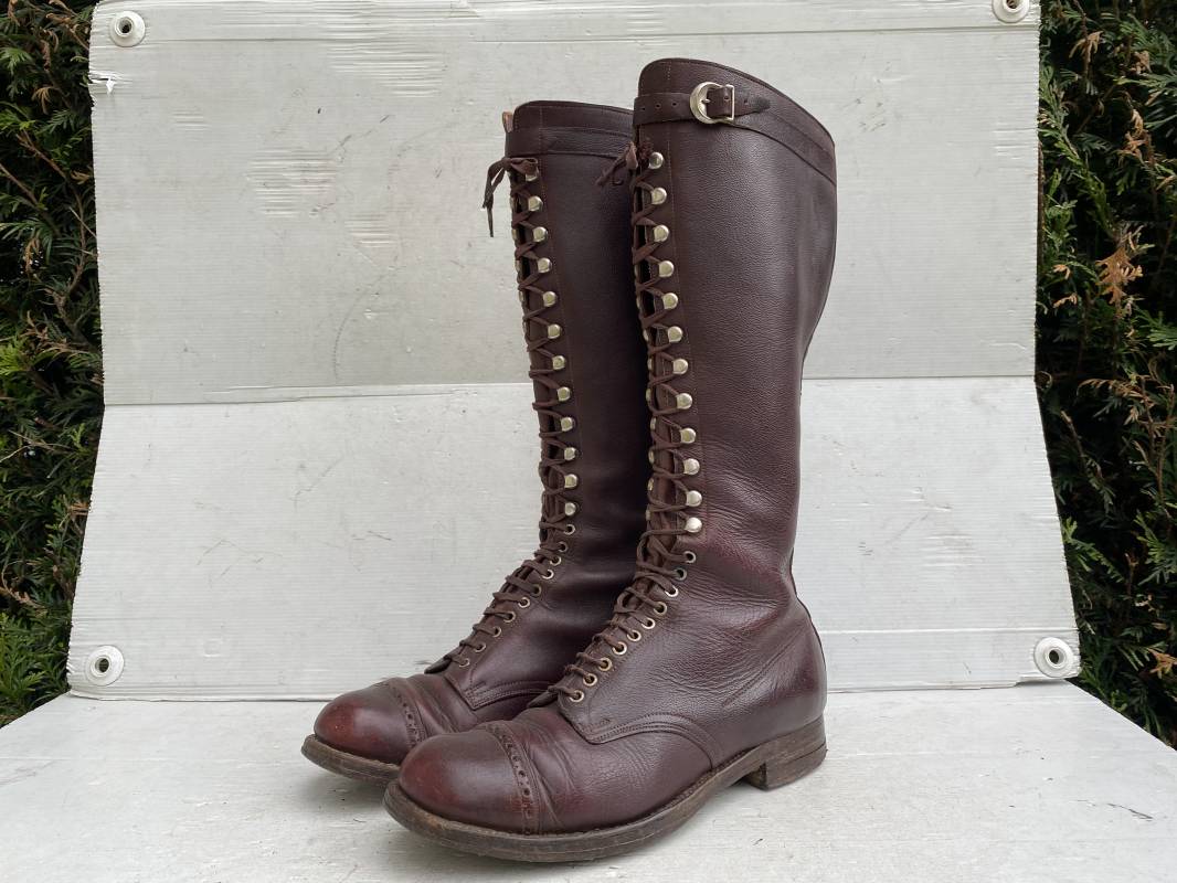 Bottes En Cuir Armée Coloniale Années 30 Taille 41 - Fabriquées En France En 1939, Occasion Très Bon état
