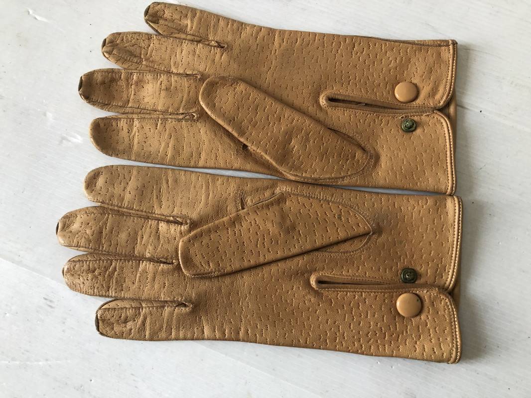 Gants Femme En Cuir Fin Noir Vintage - Taille 7.5 Doublure Acrylique